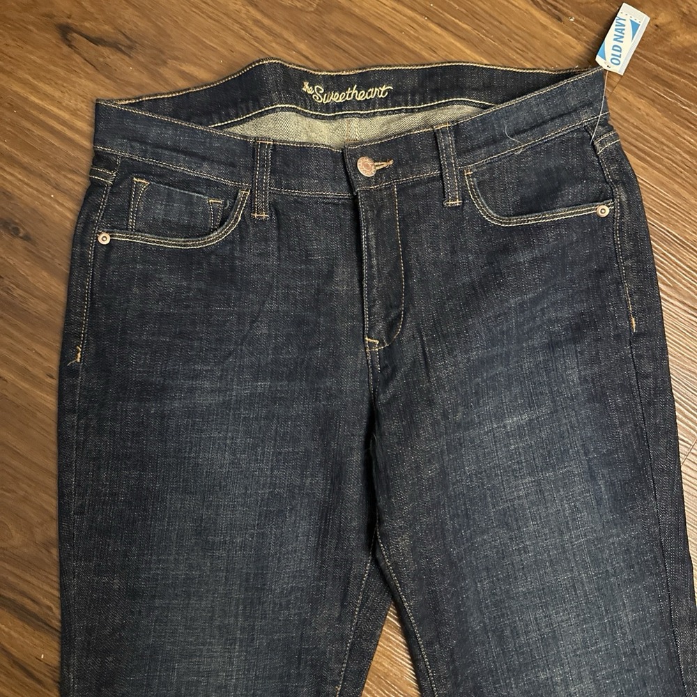 Old Navy Womens Sweetheart Blue Jeans Boot-cut Sz 10 Short W34" L30" Stretch